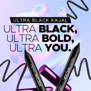 Hilary Rhoda Ultra Black Kajal – 18Hr Stay, Waterproof & Smudge-Proof | Safe for Sensitive Eyes | 1.2g