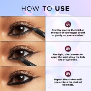 Hilary Rhoda Ultra Black Kajal – 18Hr Stay, Waterproof & Smudge-Proof | Safe for Sensitive Eyes | 1.2g