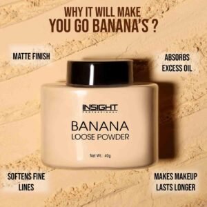 INSIGHT Banana Loose Powder – Long-Lasting Coverage, Oil-Absorbing, Lightweight Finish, 40g