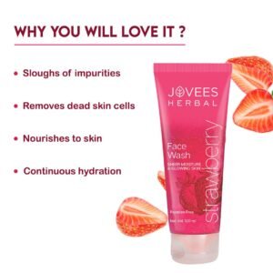 Jovees Strawberry Face Wash | Hydrating, Brightening & Anti-Pigmentation Cleanser – 120ml