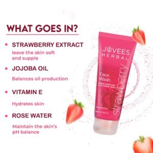 Jovees Strawberry Face Wash | Hydrating, Brightening & Anti-Pigmentation Cleanser – 120ml