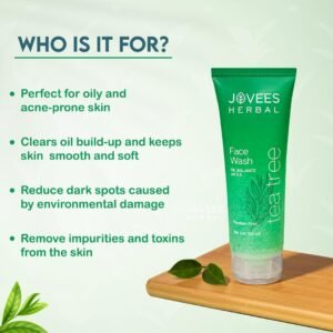 Jovees Tea Tree Face Wash | Oil Control, Acne Prevention & Gentle Cleanser – 120ml