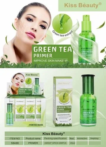 Kiss Beauty Green Tea Primer – Moisturizing, Anti-Pollution, Easy-Absorb Cream, 45ml