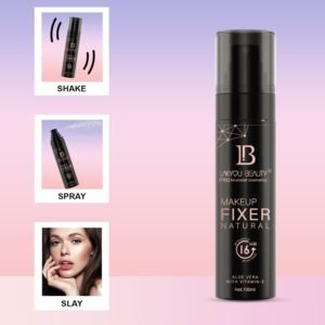 Lakyou Beauty Makeup Fixer – 16H Long-Lasting, Aloe Vera & Vitamin E Hydrating Mist, Paraben-Free, 100ml