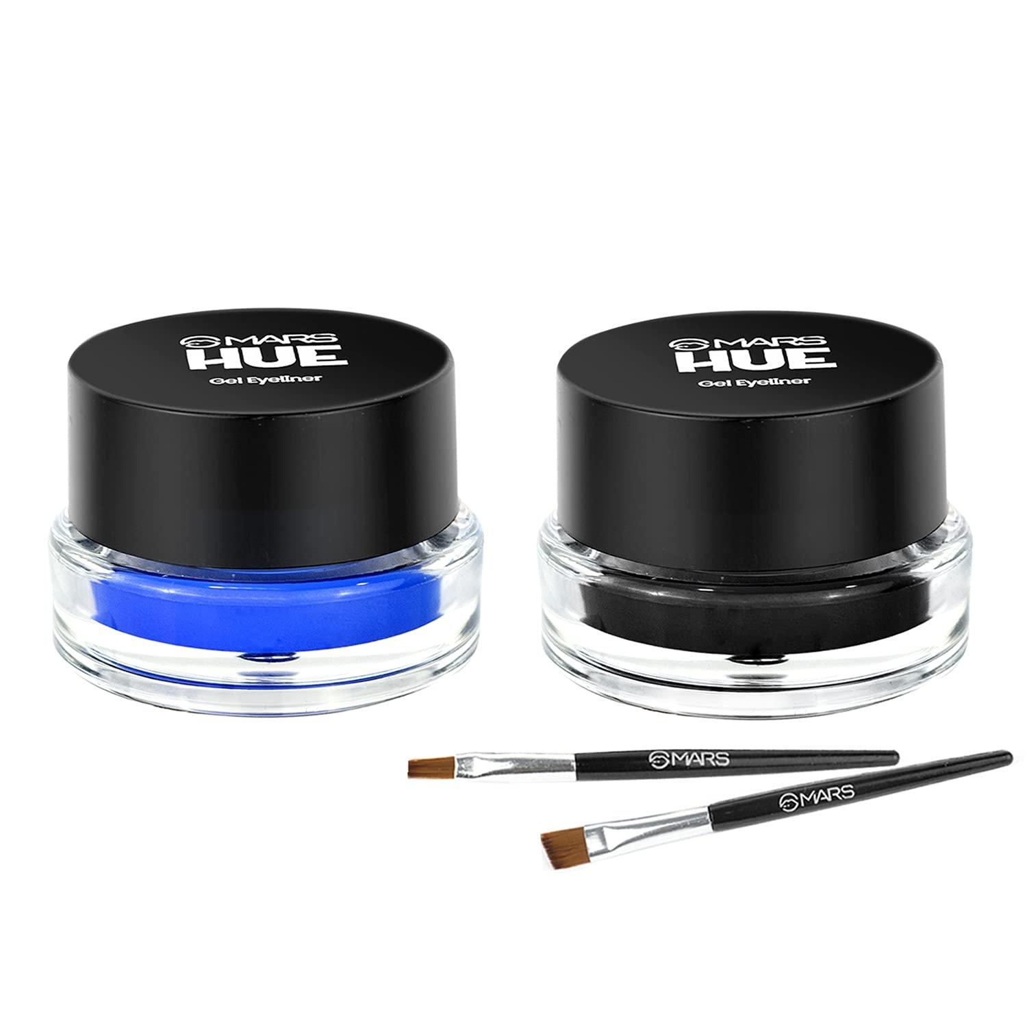 MARS 2-in-1 Hue Gel Eyeliner – Black & Blue, Waterproof, Smudge-Proof, Long-Lasting 24H, with Dual Brush Set, 6g