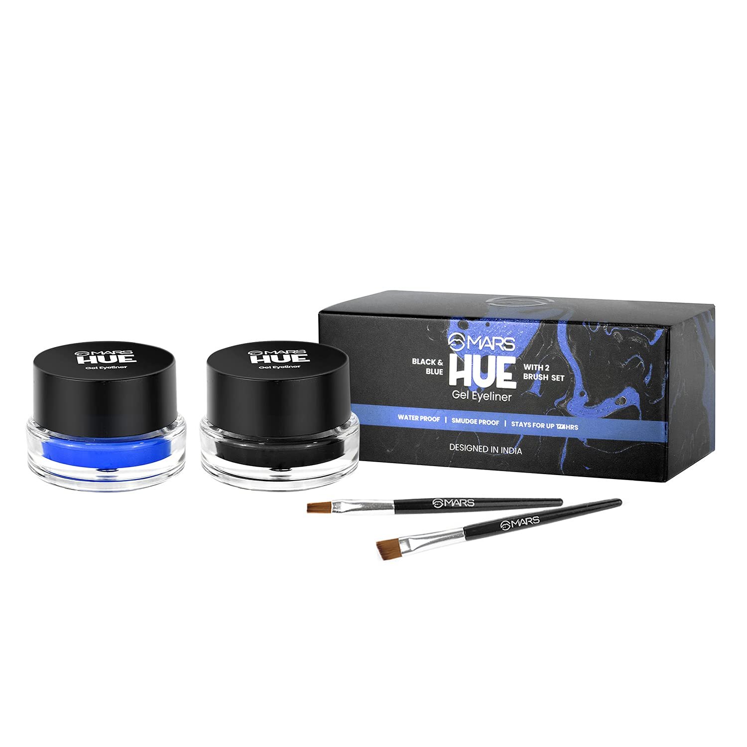 MARS 2-in-1 Hue Gel Eyeliner – Black & Blue, Waterproof, Smudge-Proof, Long-Lasting 24H, with Dual Brush Set, 6g - Image 7