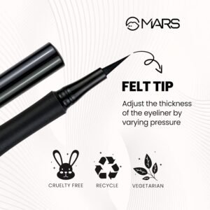 MARS Liquid Eyeliner Pen – Matte Jet Black, Long-Lasting 20H, Smudge-Proof, Waterproof, 1.5ml