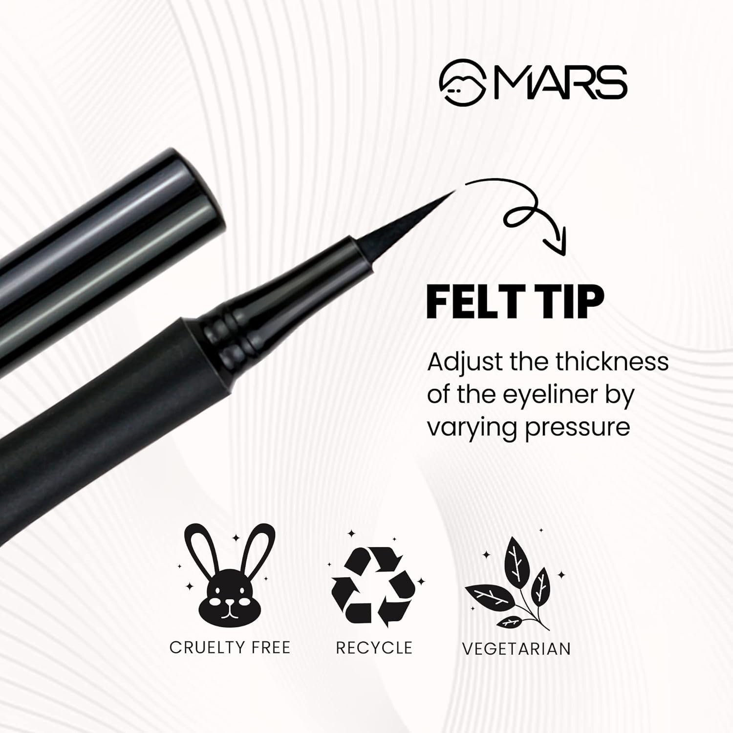 MARS Liquid Eyeliner Pen – Matte Jet Black, Long-Lasting 20H, Smudge-Proof, Waterproof, 1.5ml - Image 3
