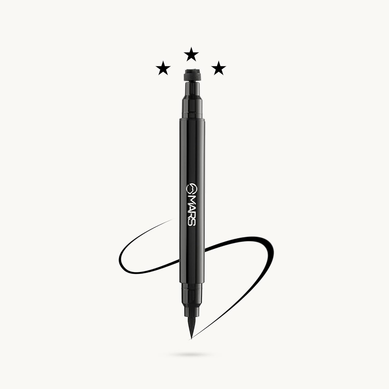 MARS Magic Star Pen Eyeliner with Star Stamp – Dual-Ended, Matte Black, Smudge-Proof, Water-Resistant, 7.5ml