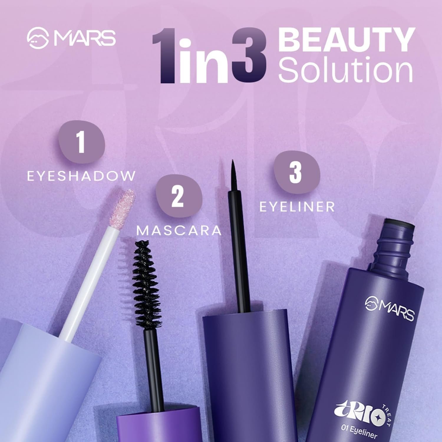 MARS TRIO Treat 3-in-1 Eye Makeup Kit – Eyeliner, Mascara & Eyeshadow, Travel-Friendly, Long-Lasting, 24.5g - Image 2