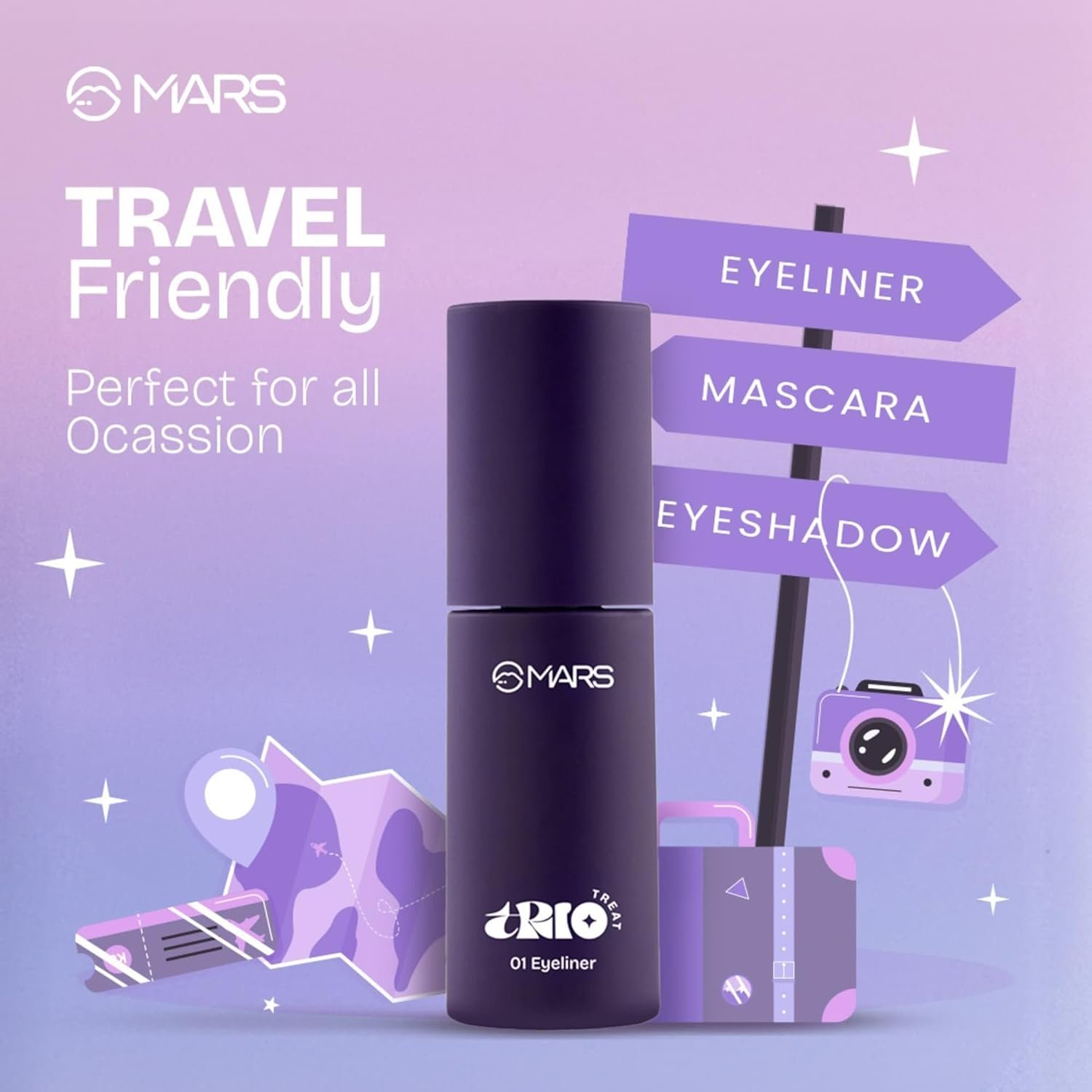 MARS TRIO Treat 3-in-1 Eye Makeup Kit – Eyeliner, Mascara & Eyeshadow, Travel-Friendly, Long-Lasting, 24.5g - Image 6