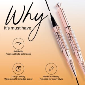Maliao Diamond Ultra Black Eyeliner – 24H Longwear, Waterproof, Smudge-Proof & Precision Tip, 1.2g
