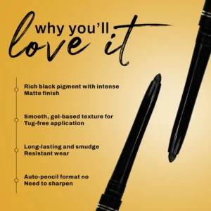 Maliao Eye Definer Auto Kajal – Jet Black, Long Lasting Waterproof & Smudge-Proof | 1.2g