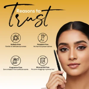 Maliao Eye Definer Auto Kajal – Jet Black, Long Lasting Waterproof & Smudge-Proof | 1.2g