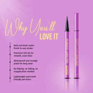 Maliao Liner Pen Matte Liquid Eyeliner – Matte Black, Waterproof & Smudge-Proof, Precision Felt Tip | 1.2g