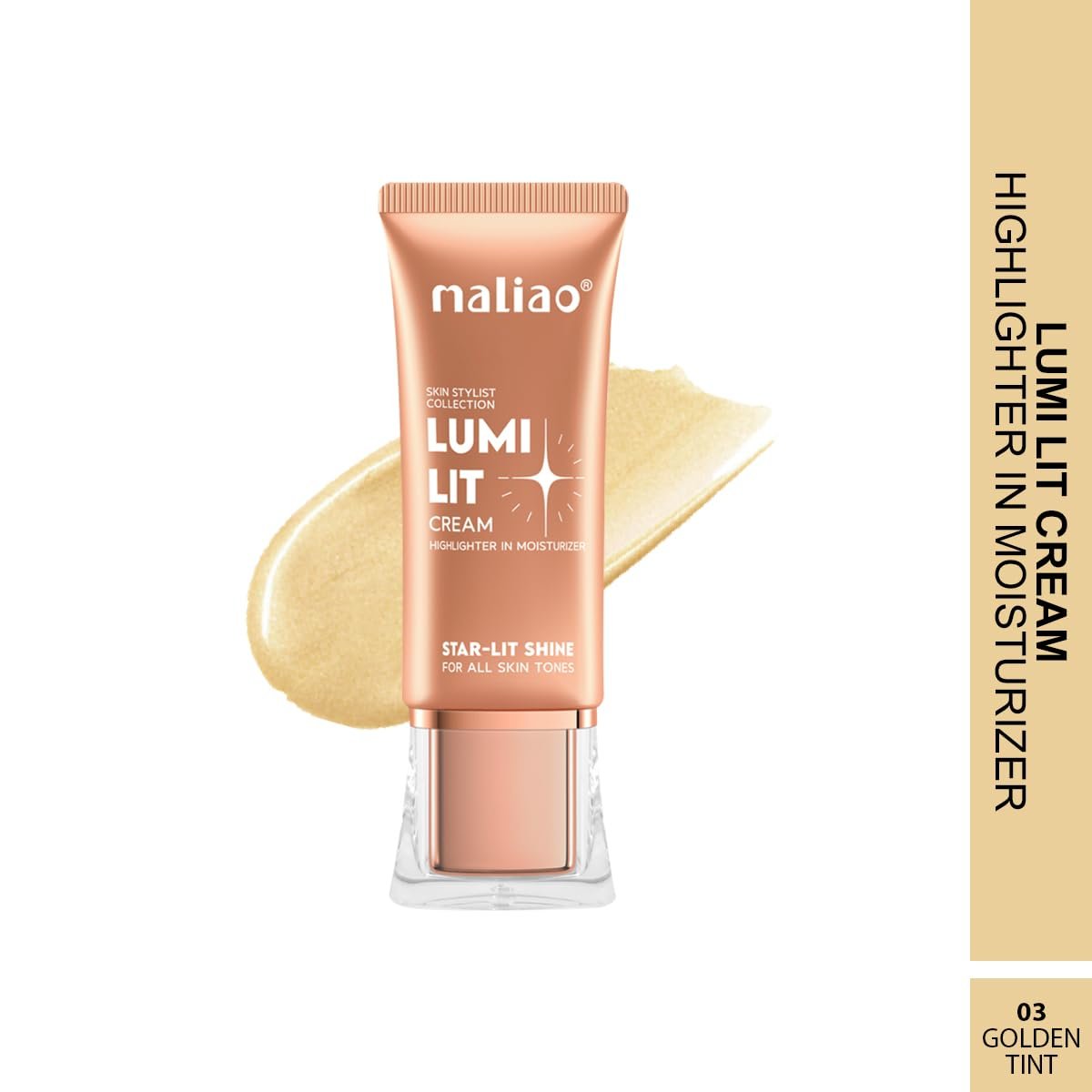 Maliao Lumi Lit Cream Highlighter – Moisturizing Glow Enhancer (Golden Tint) – 30g