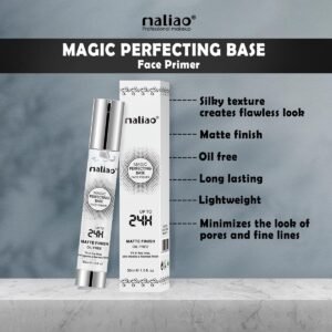 Maliao Matte Finish Face Primer – 24 Hour Long-Lasting, Oil-Free & Smoothening Makeup Base, 30ml