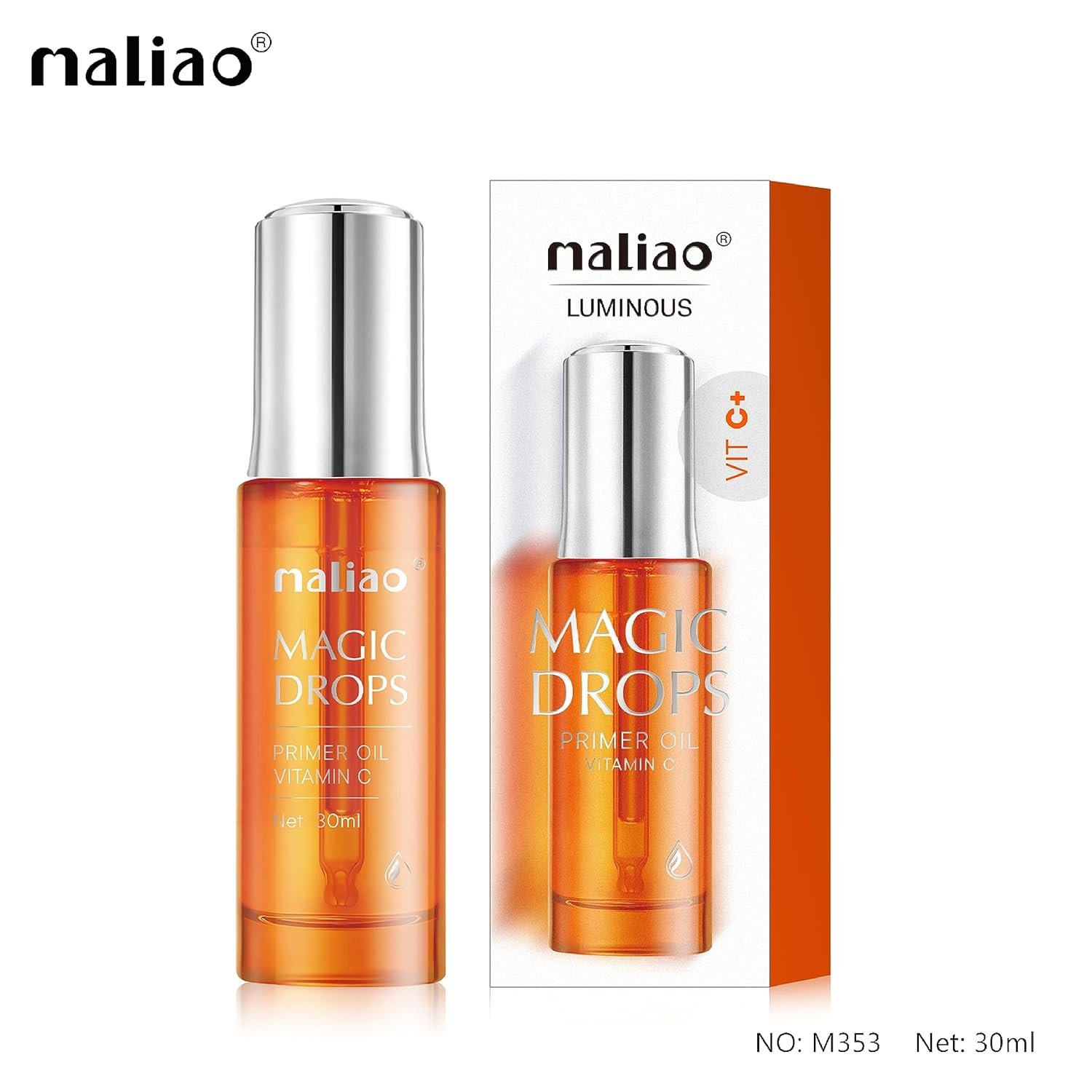 Maliao Vit C+ Magic Drops Primer Oil – Radiance Boosting, Hydrating & Makeup-Ready Base, 30ml - Image 2