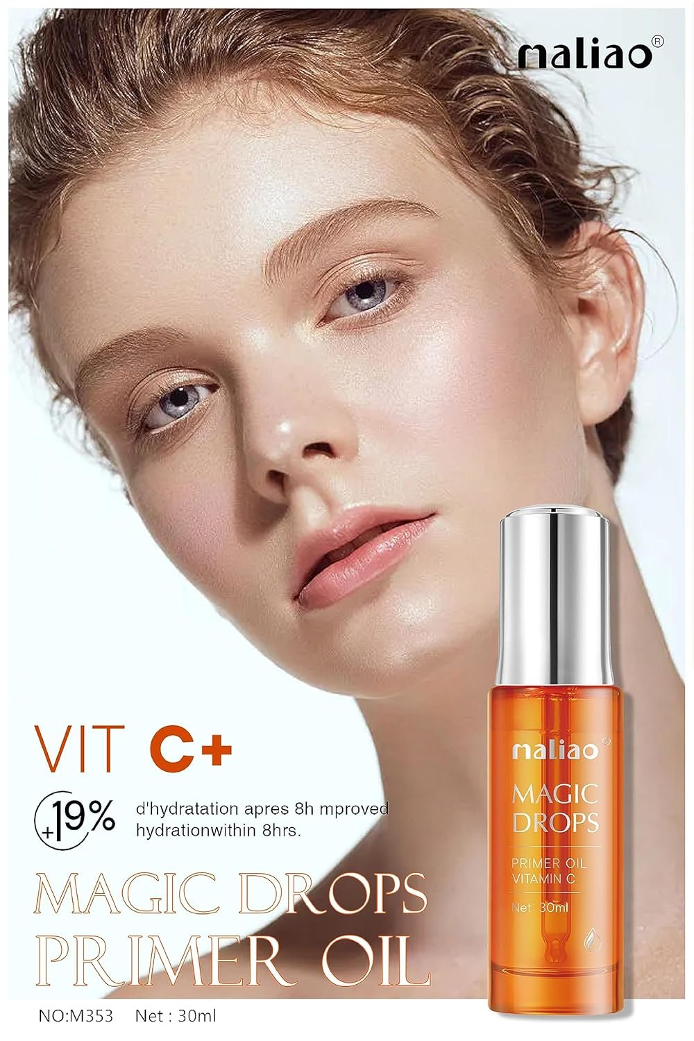 Maliao Vit C+ Magic Drops Primer Oil – Radiance Boosting, Hydrating & Makeup-Ready Base, 30ml - Image 3