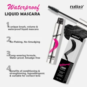 Maliao Waterproof Liquid Mascara – Long-Lasting, Smudge-Proof, Volumizing & Lengthening, 10ml
