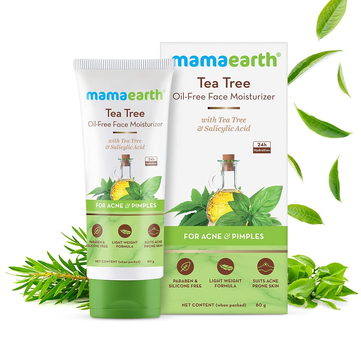 Mamaearth Tea Tree Oil-Free Moisturizer – With Salicylic Acid for Acne & Oily Skin – 80g