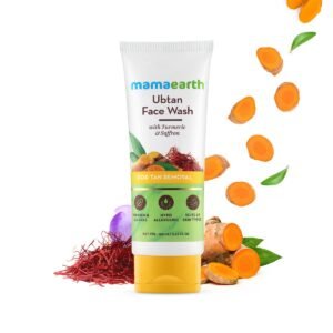 Mamaearth Ubtan Natural Glow Face Wash with Turmeric & Saffron – Brightening & Tan Removal Cleanser - 100ml