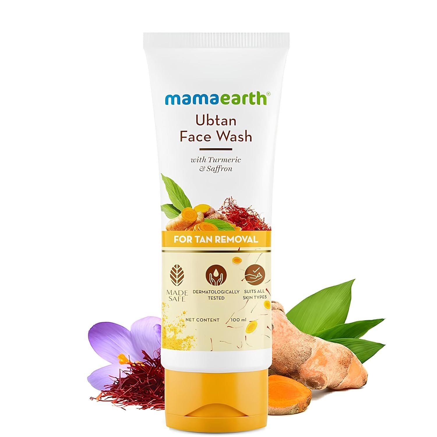 Ubtan Natural Glow Face Wash with Turmeric & Saffron for Tan Removal – 50 ml