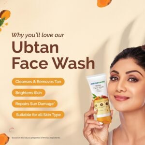Ubtan Natural Glow Face Wash with Turmeric & Saffron for Tan Removal – 50 ml