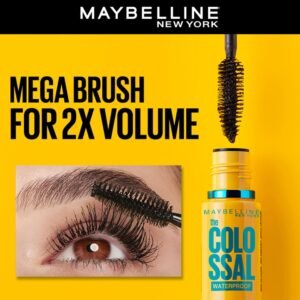 Maybelline New York Volume Express Colossal Mascara – Volumizing & Lengthening, Waterproof, Black, 10ml