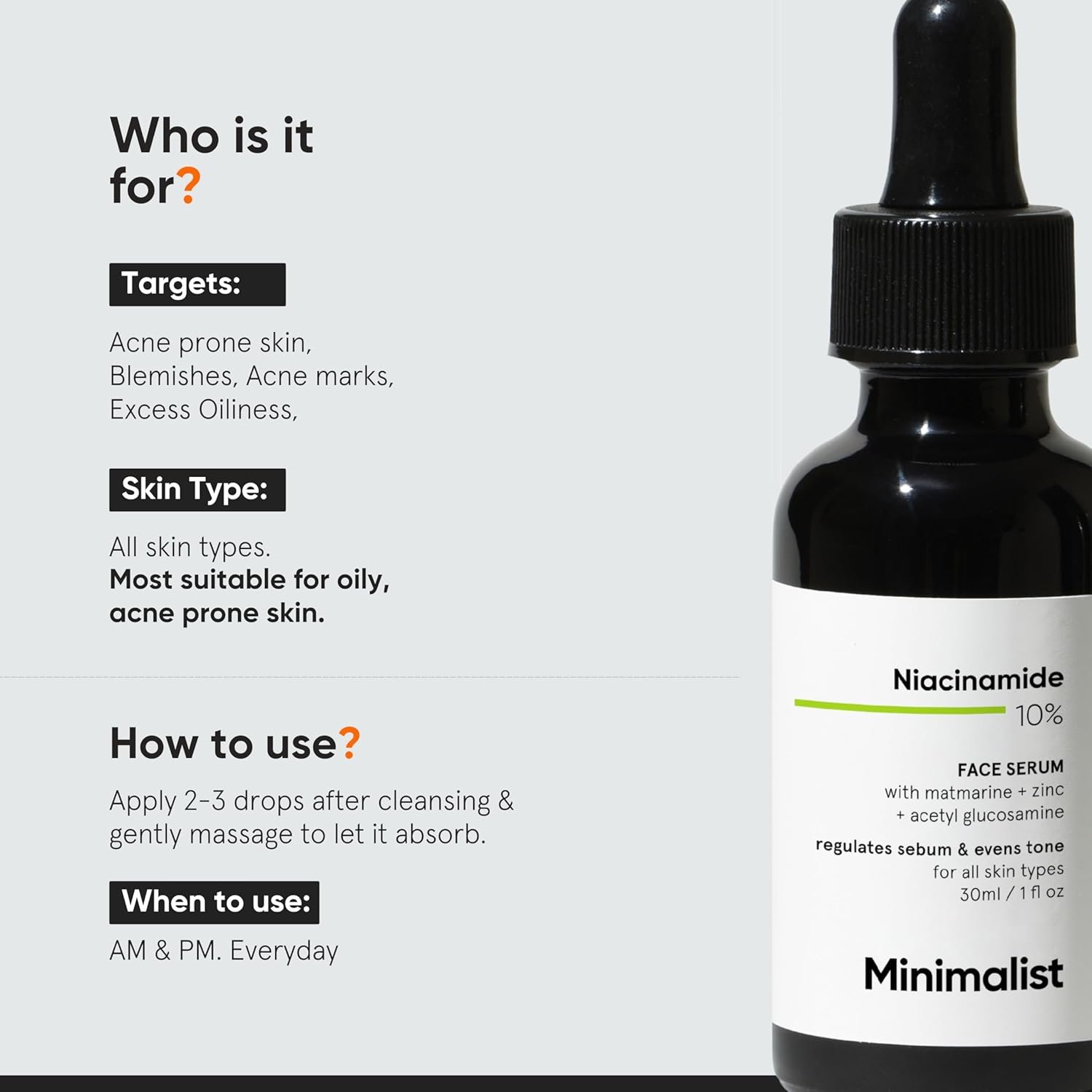 Minimalist 10% Niacinamide Face Serum – Oil Control, Anti-Acne & Blemish Treatment – 30ml - Image 2