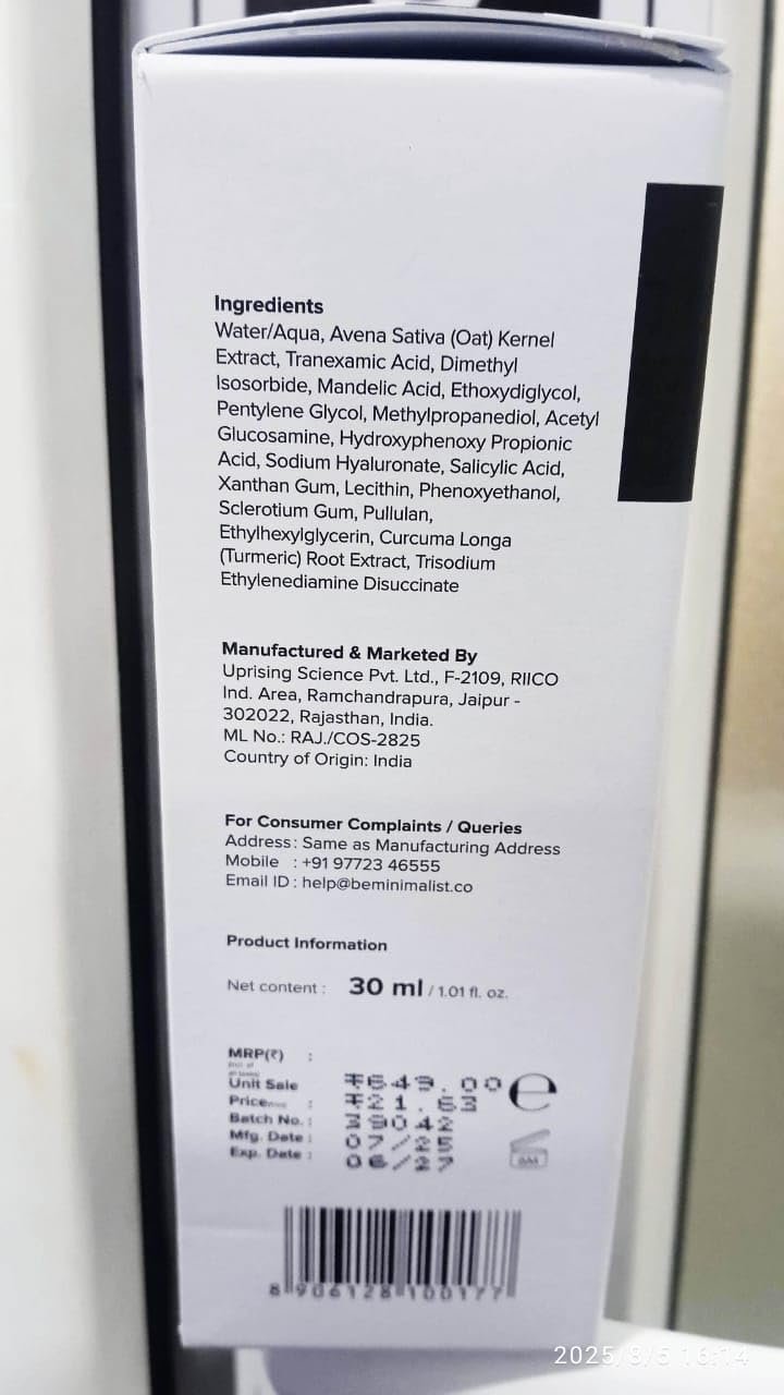 Minimalist 3% Tranexamic Acid Serum – Reduce Pigmentation & Acne Scars – 30ml - Image 5