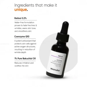 Minimalist Retinol 0.3% Serum – Reduces Fine Lines, Wrinkles & Uneven Skin Tone – 30ml