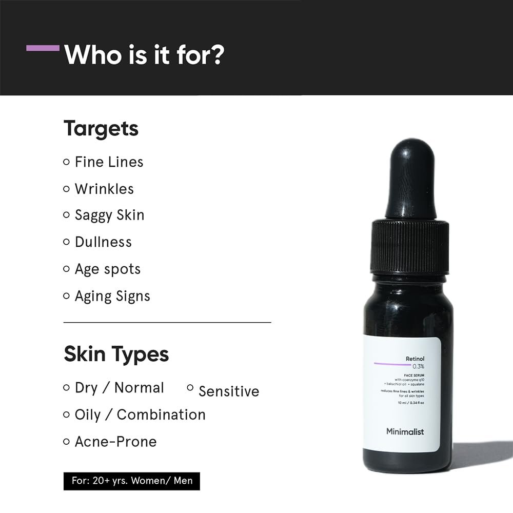 Minimalist 0.3% Retinol Serum – Anti-Aging with Q10 for Fine Lines & Wrinkles – 30ml - Image 2