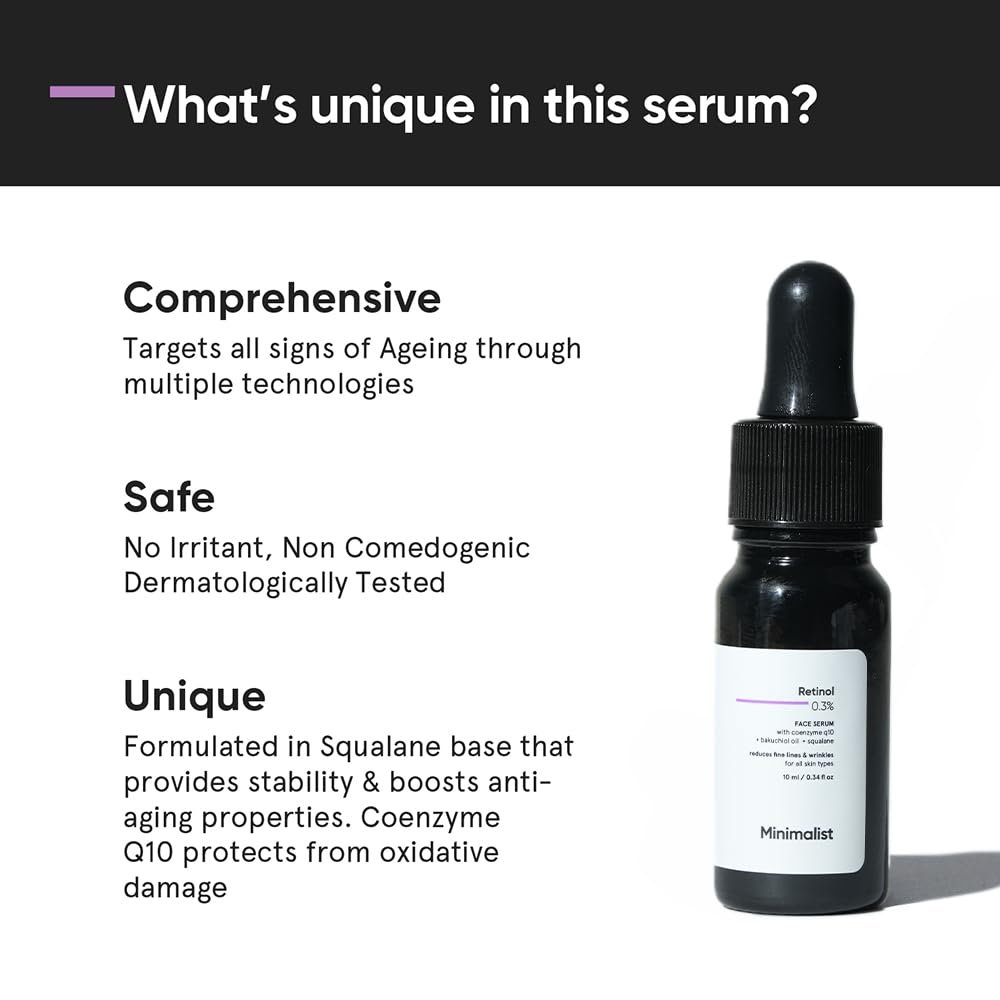 Minimalist 0.3% Retinol Serum – Anti-Aging with Q10 for Fine Lines & Wrinkles – 30ml - Image 4