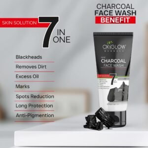 OxyGlow Herbals 7 in 1 Charcoal Face Wash | Deep Exfoliation, Oil & Dirt Removal, Dark Spot Care – 100g