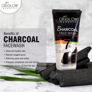 OxyGlow Herbals 7 in 1 Charcoal Face Wash | Deep Exfoliation, Oil & Dirt Removal, Dark Spot Care – 100g