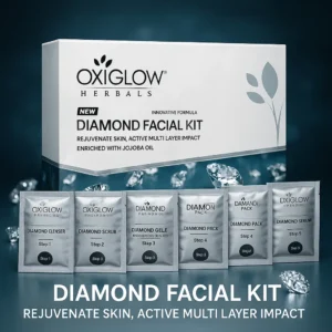 OxyGlow Herbals Diamond Facial Kit – Jojoba Oil Enriched | Anti-Wrinkle, Soft & Radiant Skin – 50g