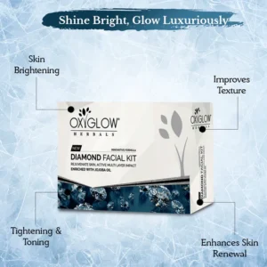 OxyGlow Herbals Diamond Facial Kit – Jojoba Oil Enriched | Anti-Wrinkle, Soft & Radiant Skin – 50g