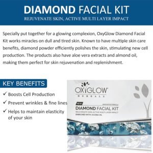 OxyGlow Herbals Diamond Facial Kit – Jojoba Oil Enriched | Anti-Wrinkle, Soft & Radiant Skin – 50g
