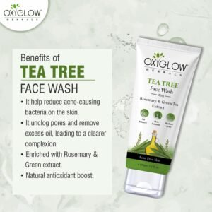 OxyGlow Tea Tree Face Wash with Rosemary & Green Tea | Oil Control, Acne Care & Gentle Cleansing – 100g