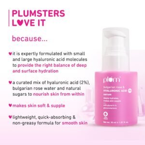 Plum 2% Hyaluronic Acid Serum with Bulgarian Rose – Deep Hydration for Plump, Bouncy Skin – 30ml