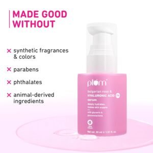Plum 2% Hyaluronic Acid Serum with Bulgarian Rose – Deep Hydration for Plump, Bouncy Skin – 30ml