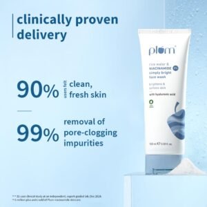 Plum 2% Niacinamide Face Wash with Rice Water – Brightening, Hydrating & Gentle Cleanser – 100ml