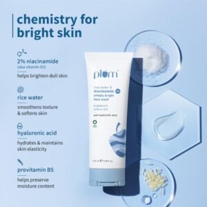 Plum 2% Niacinamide Face Wash with Rice Water – Brightening, Hydrating & Gentle Cleanser – 100ml