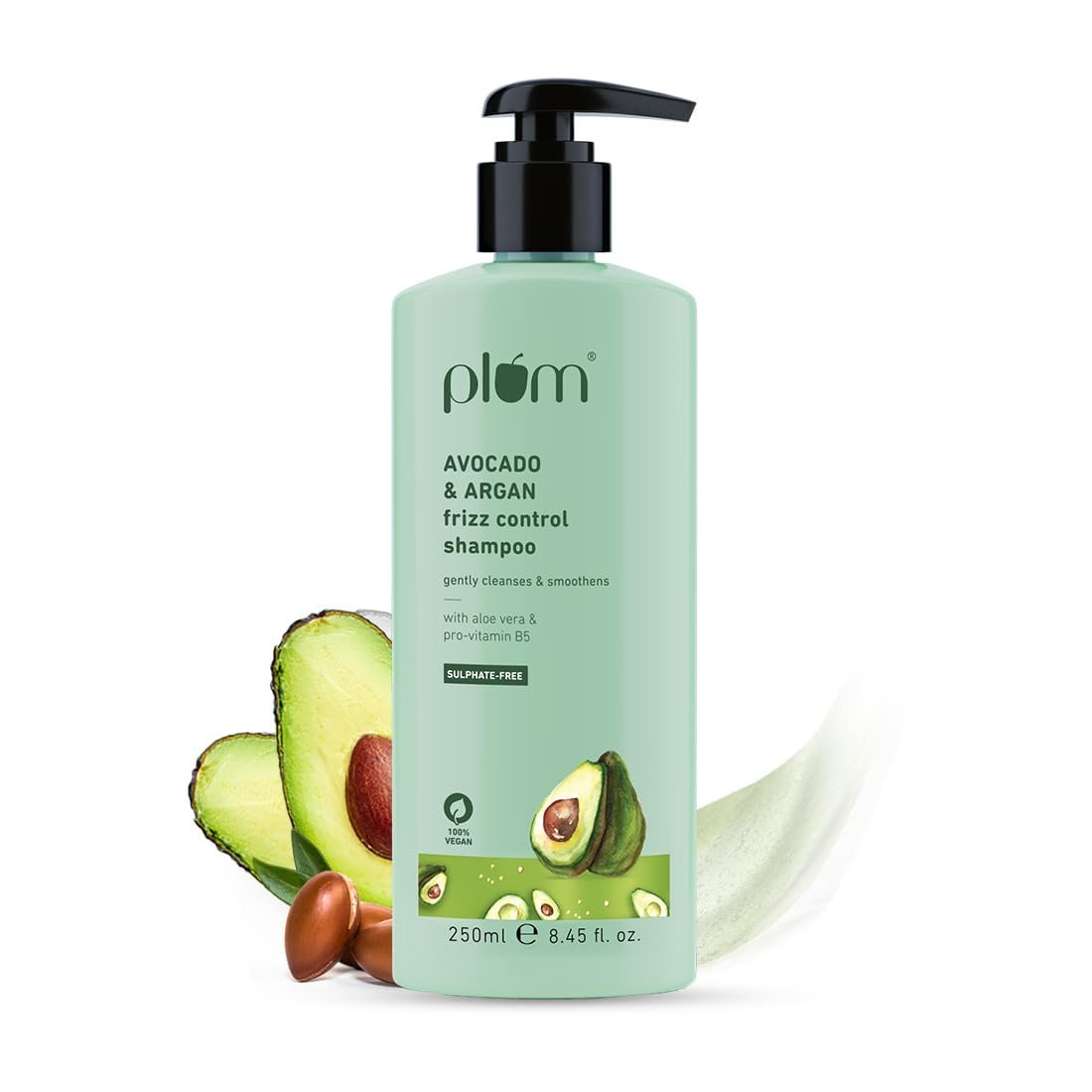 Plum Avocado & Argan Frizz Control Shampoo – For Curly, Wavy & Frizzy Hair, 250ml