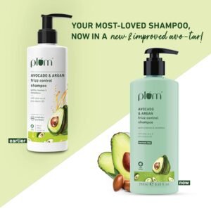 Plum Avocado & Argan Frizz Control Shampoo – For Curly, Wavy & Frizzy Hair, 250ml