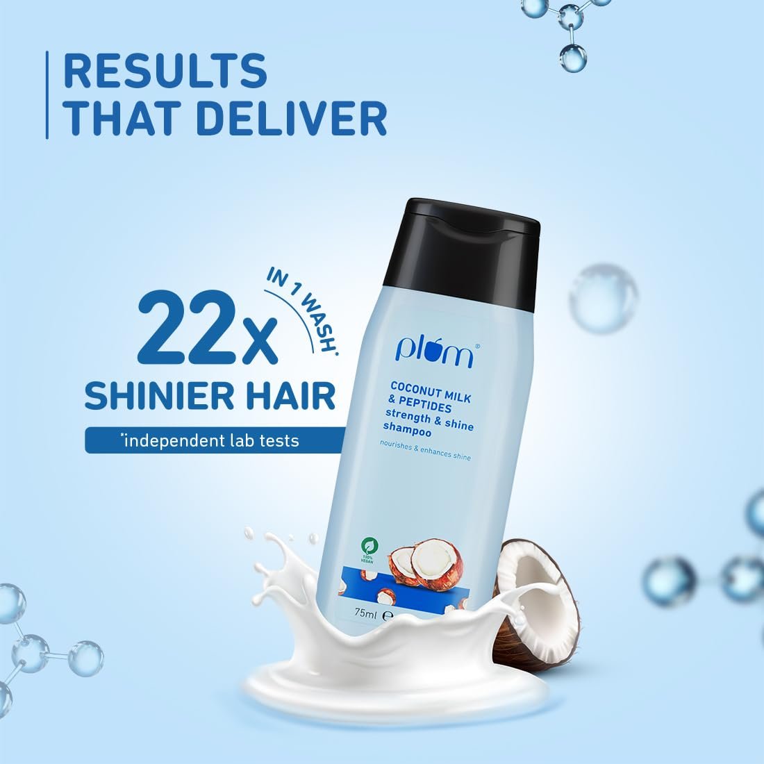 Plum Coconut Milk & Peptides Shampoo – Dry & Frizzy Hair, 75ml