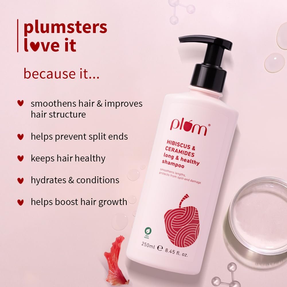 Plum Hibiscus & Ceramides Shampoo – Hydrating, Strengthening & Split-End Prevention, 250ml - Image 3
