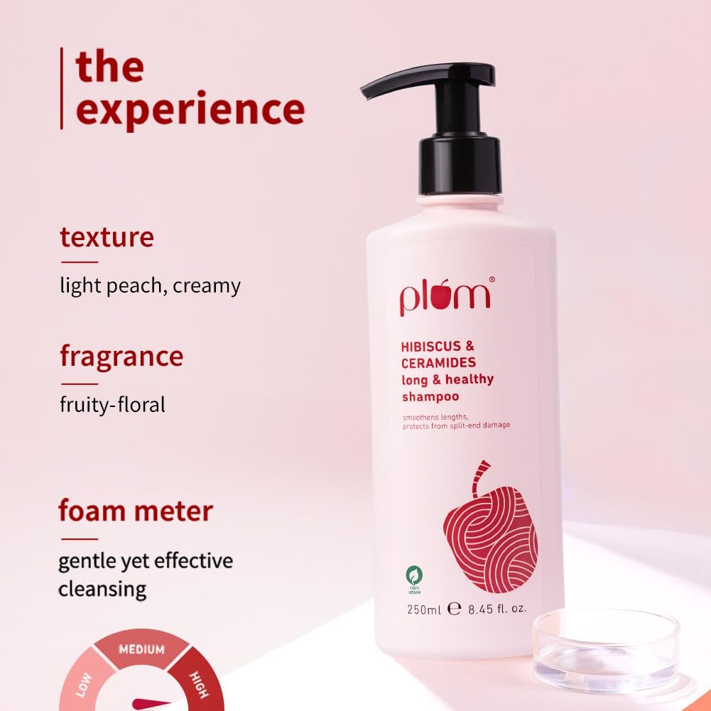 Plum Hibiscus & Ceramides Shampoo – Hydrating, Strengthening & Split-End Prevention, 250ml - Image 4