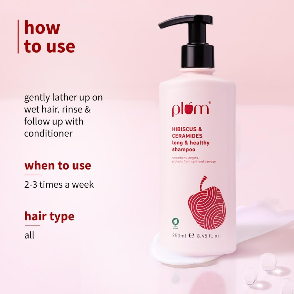 Plum Hibiscus & Ceramides Shampoo – Hydrating, Strengthening & Split-End Prevention, 250ml - Image 7